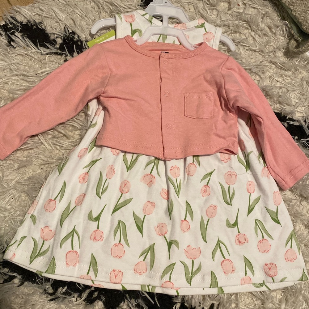 NWT 6-9M DRESS & CARDIGAN SET - HUDSON BABY